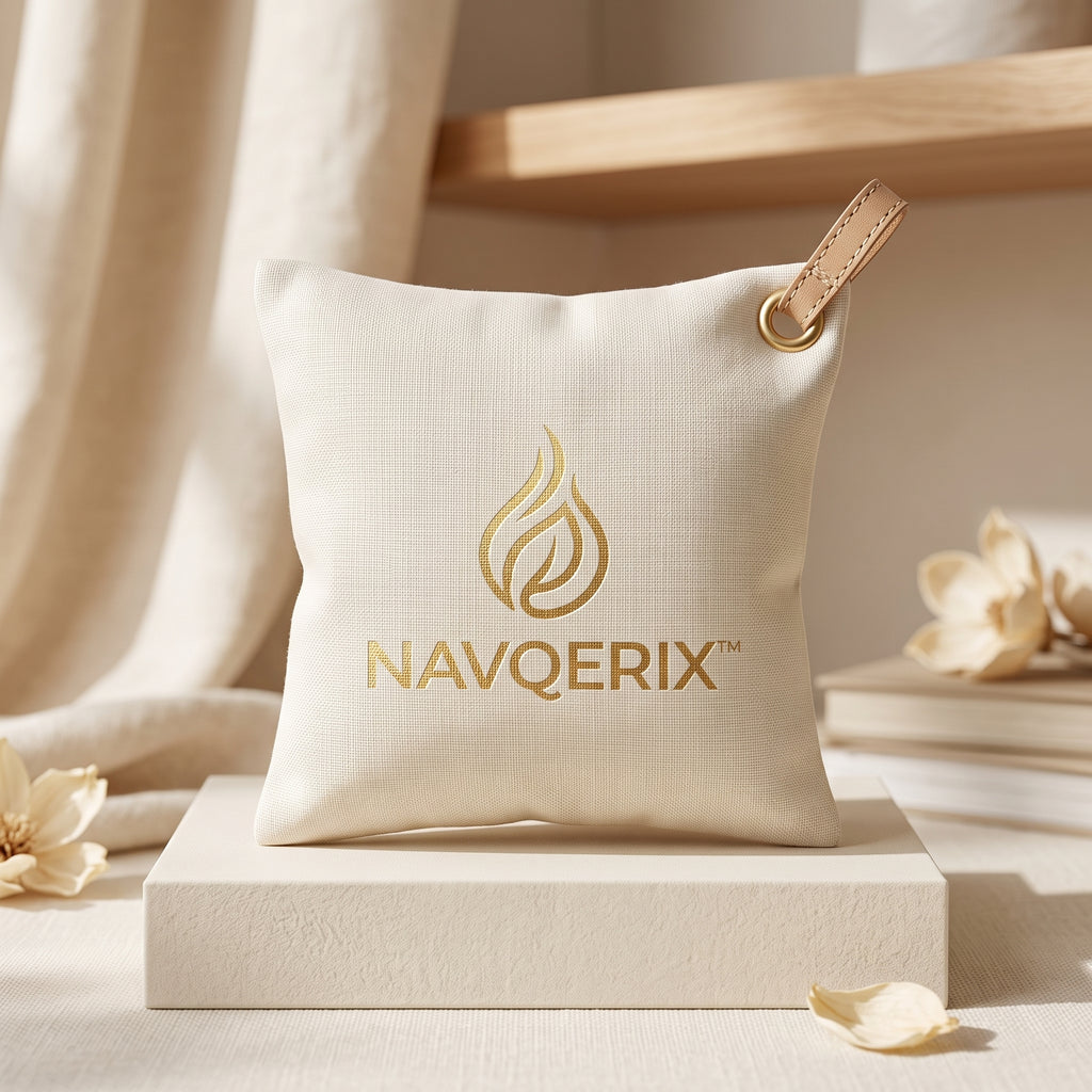 Navqerix™ Hanging Natural Linen Sachet Bag – Premium Air Freshener &amp; Deodorizer for Closets, Wardrobes, and Cars