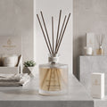 NAVQERIX™ Luxury Reed Diffuser – Sandalwood &amp; White Tea (500ml / 16.9 fl. oz.) | Natural Essence Aromatherapy Home Fragrance with Premium Rattan Reeds